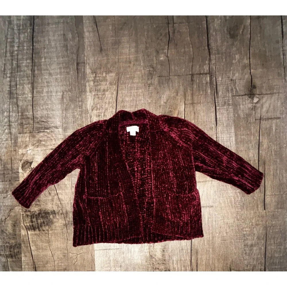Gymboree Baby Girls Burgundy Chenille Cardigan Sweater Maroon 3-6 Months